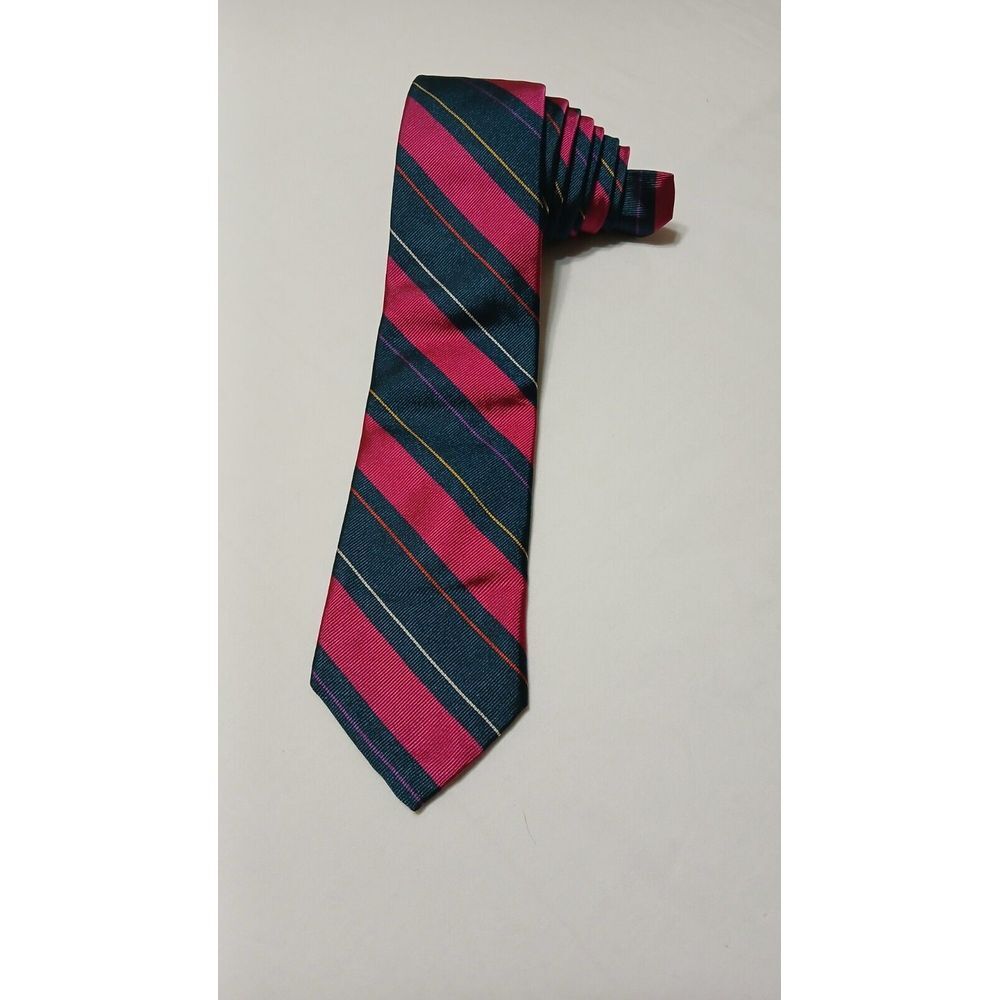 Chaps Ralph Lauren Vtg Men's Cherry Striped Repp Tie All Silk‎ 58" Long 3" Wide